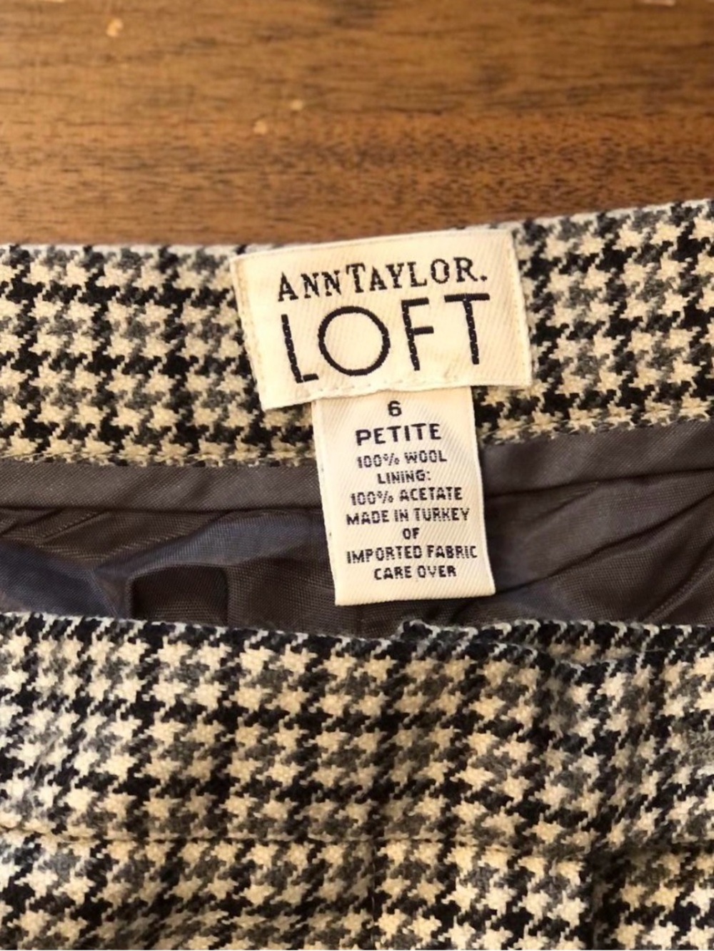 Beautiful 100% Wool Ann Taylor Loft Vintage Retro Houndstooth Plaid Trousers
